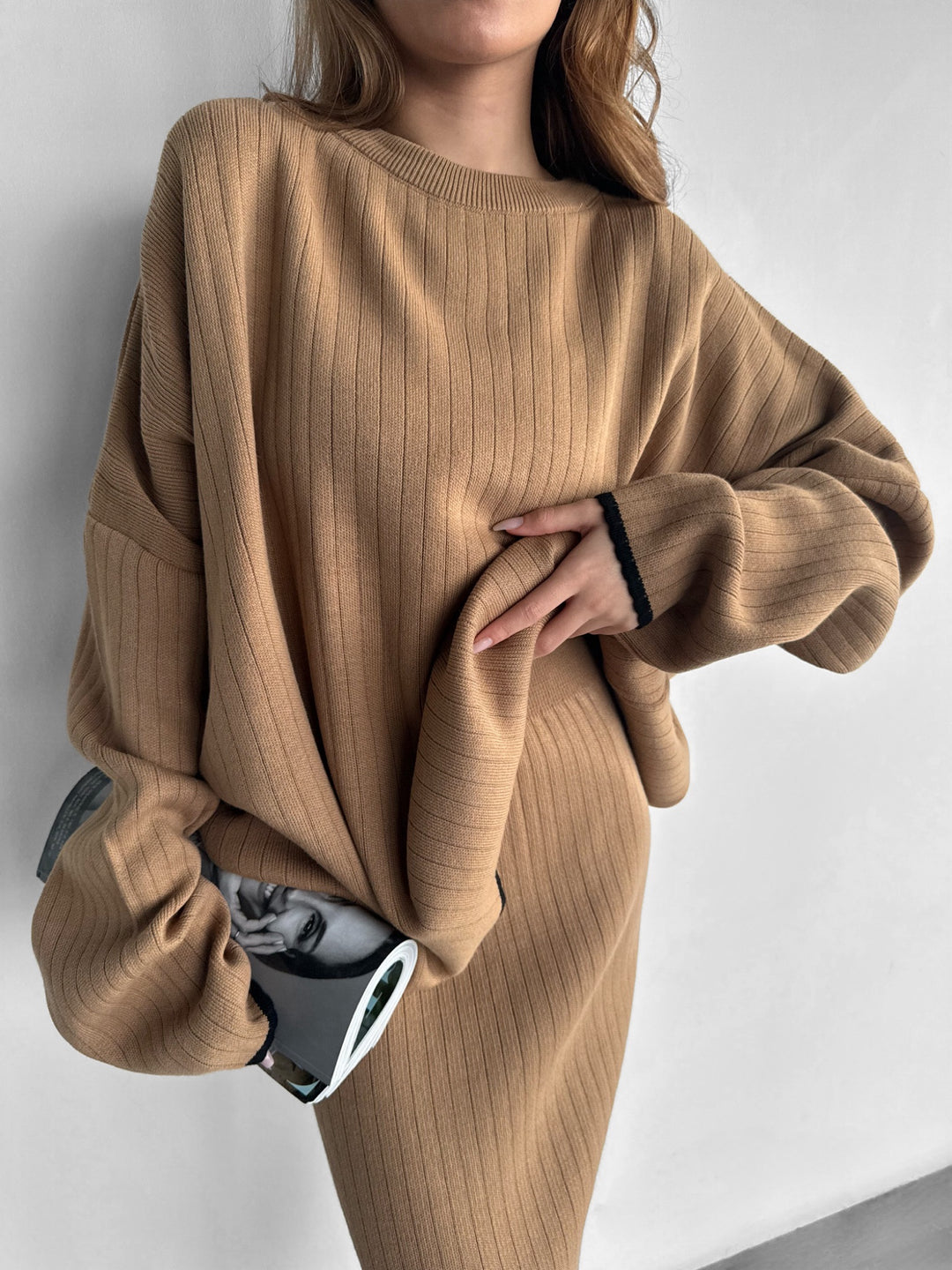 Knit Line Pullover - Brown