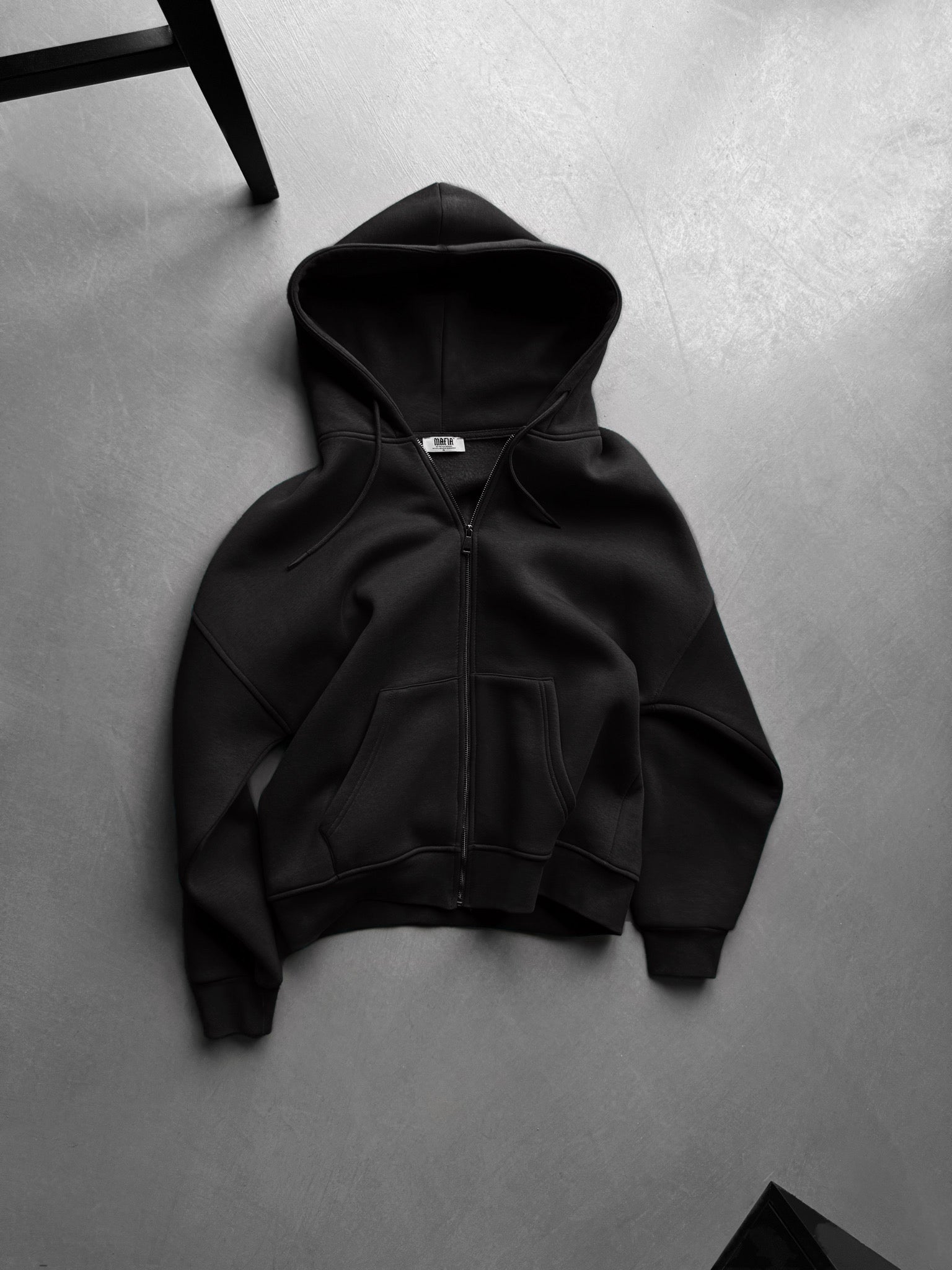 Oversize Basic Zipper Hoodie Black