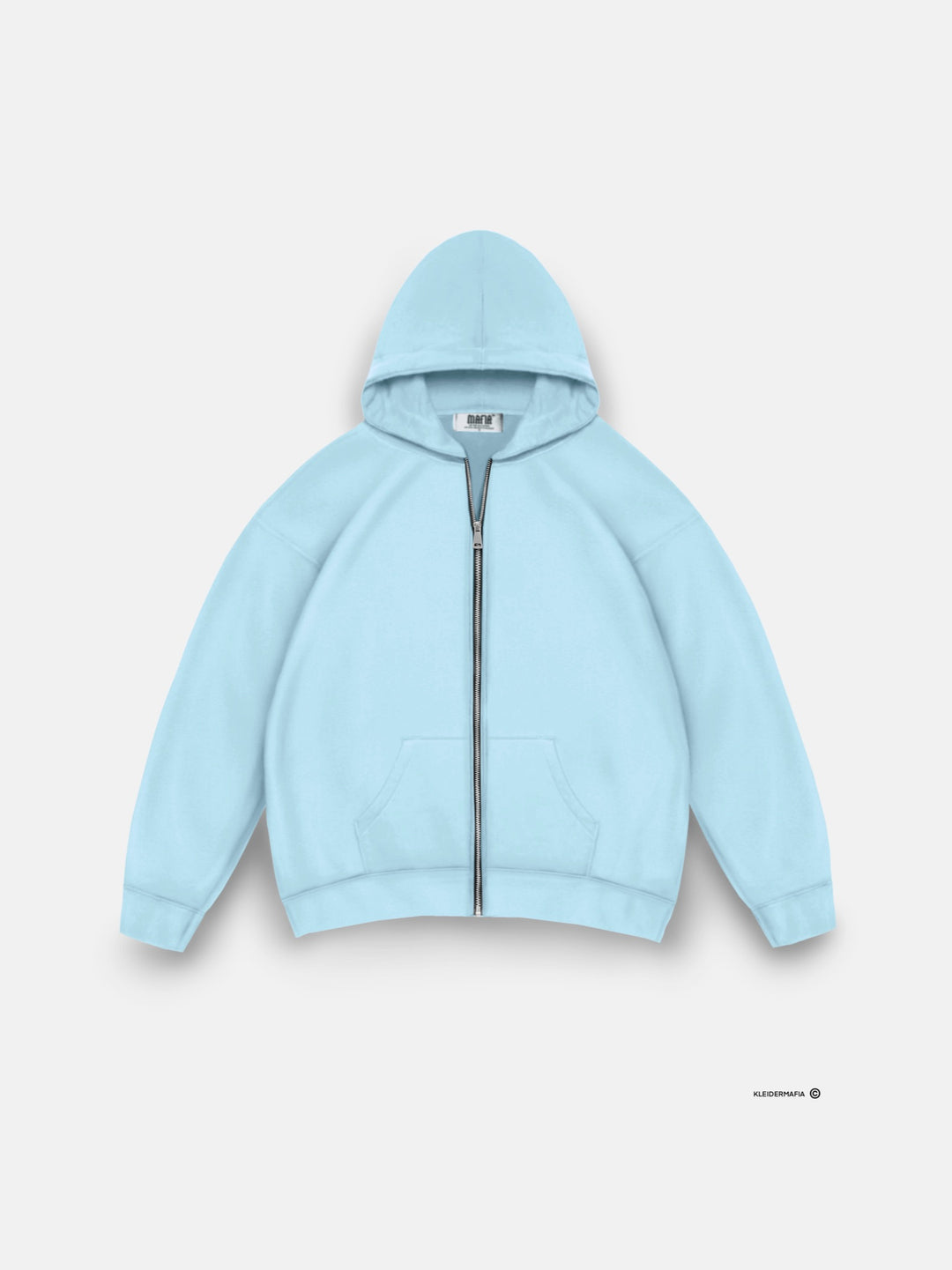 Oversize Basic Zipper Hoodie - Ice Blue