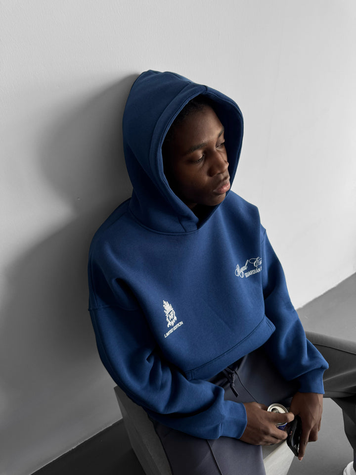 Oversize 'Royal Essence' Hoodie - Navy Peony