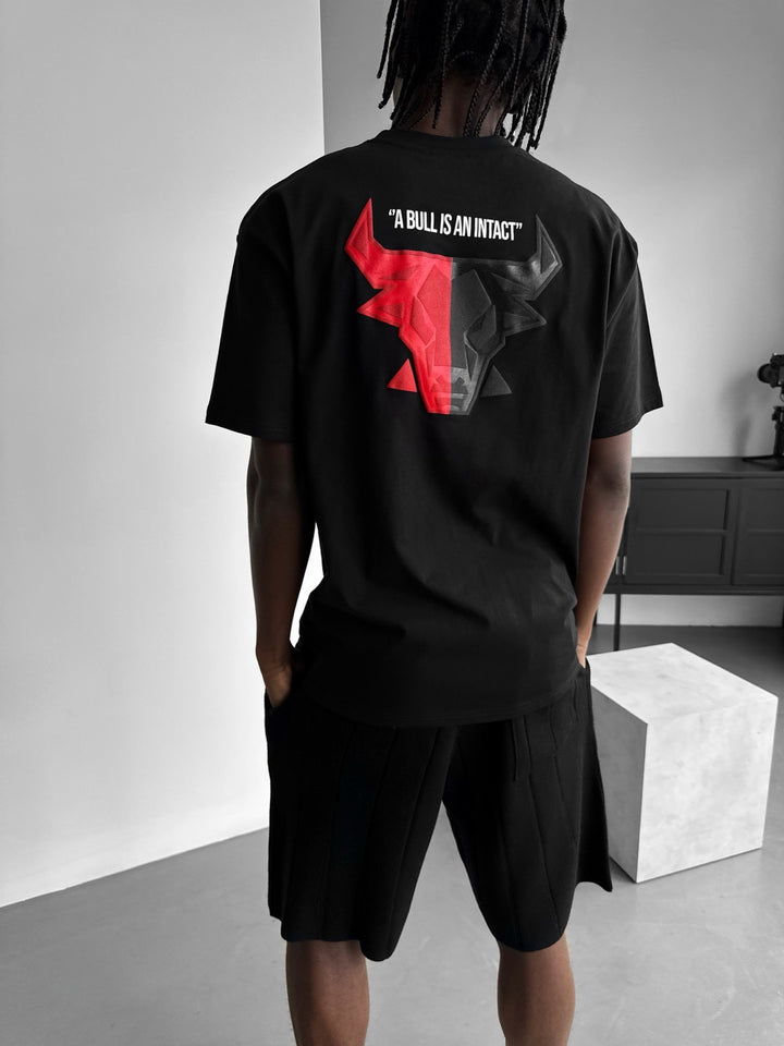 Oversize Half&Half Bull T-Shirt - Black