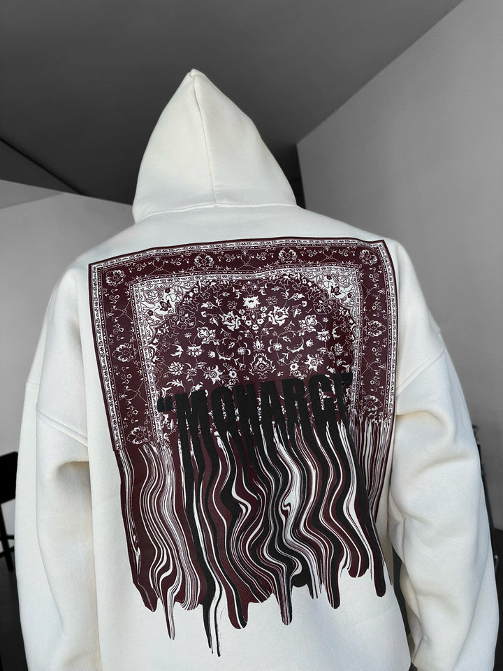 Oversize Monarch Hoodie - Beige and Bordeaux