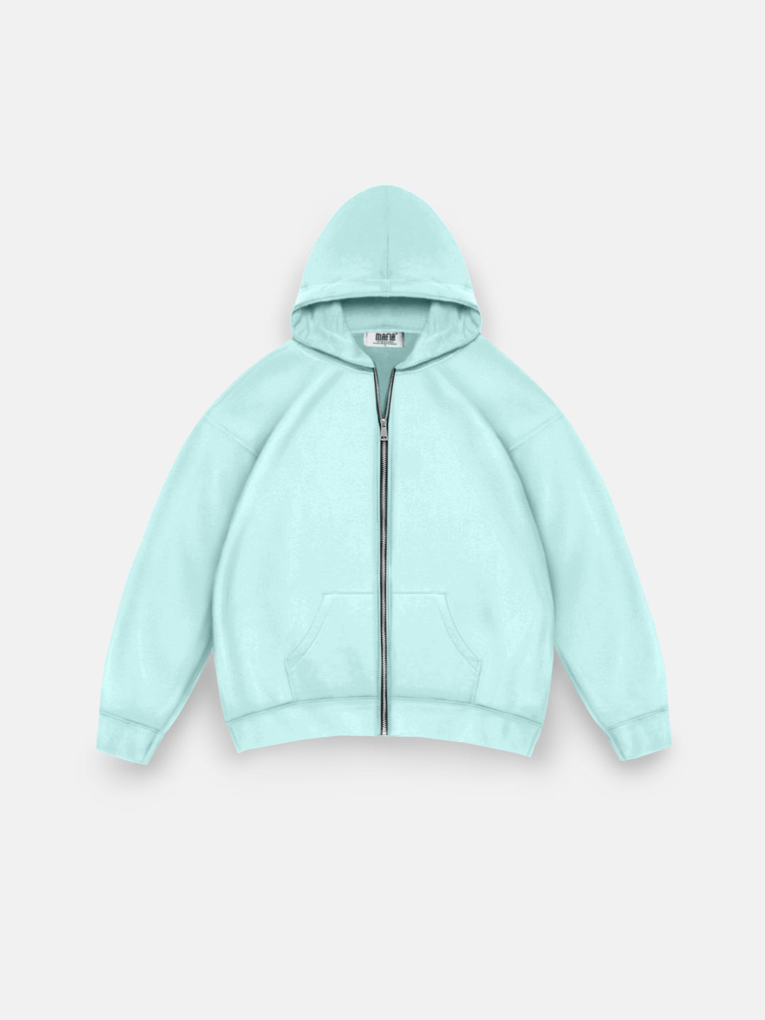 Oversize Basic Zipper Hoodie - Ice Blue