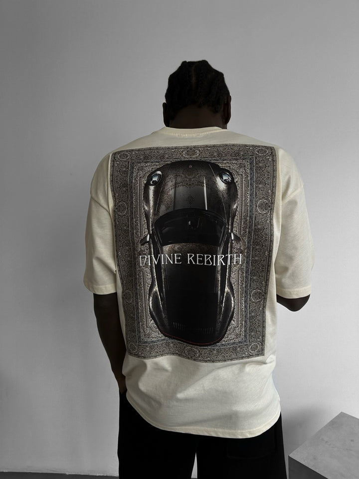 Oversize 'Divine Rebirth' T-Shirt - Antique White