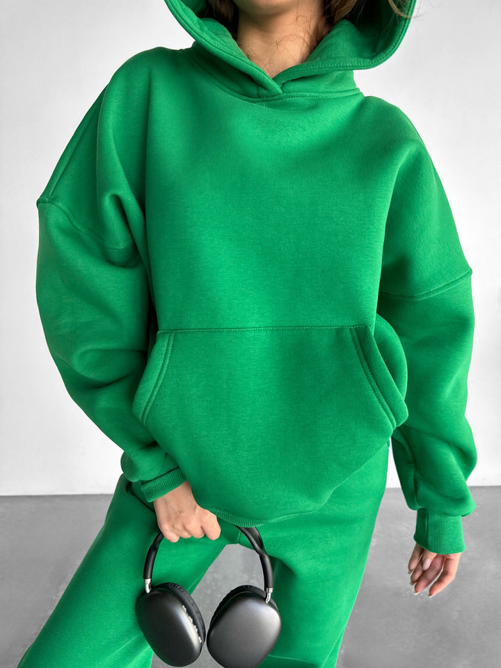 Oversize Basic Women Hoodie - Green
