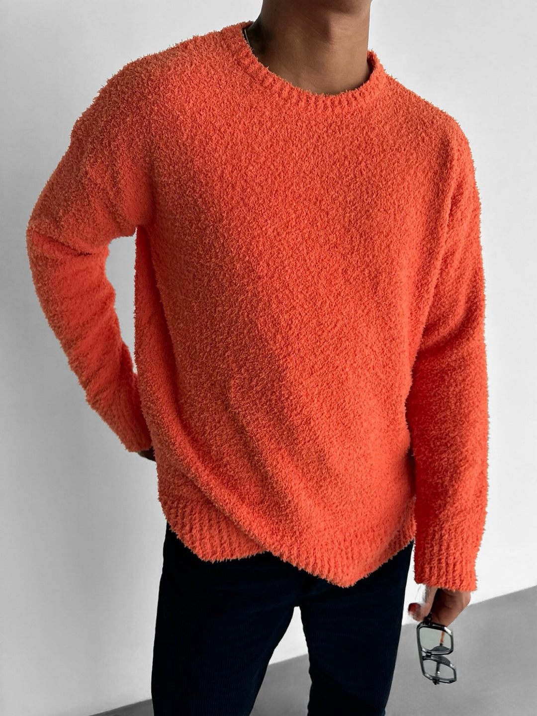 Oversize Plush Pullover - Orange