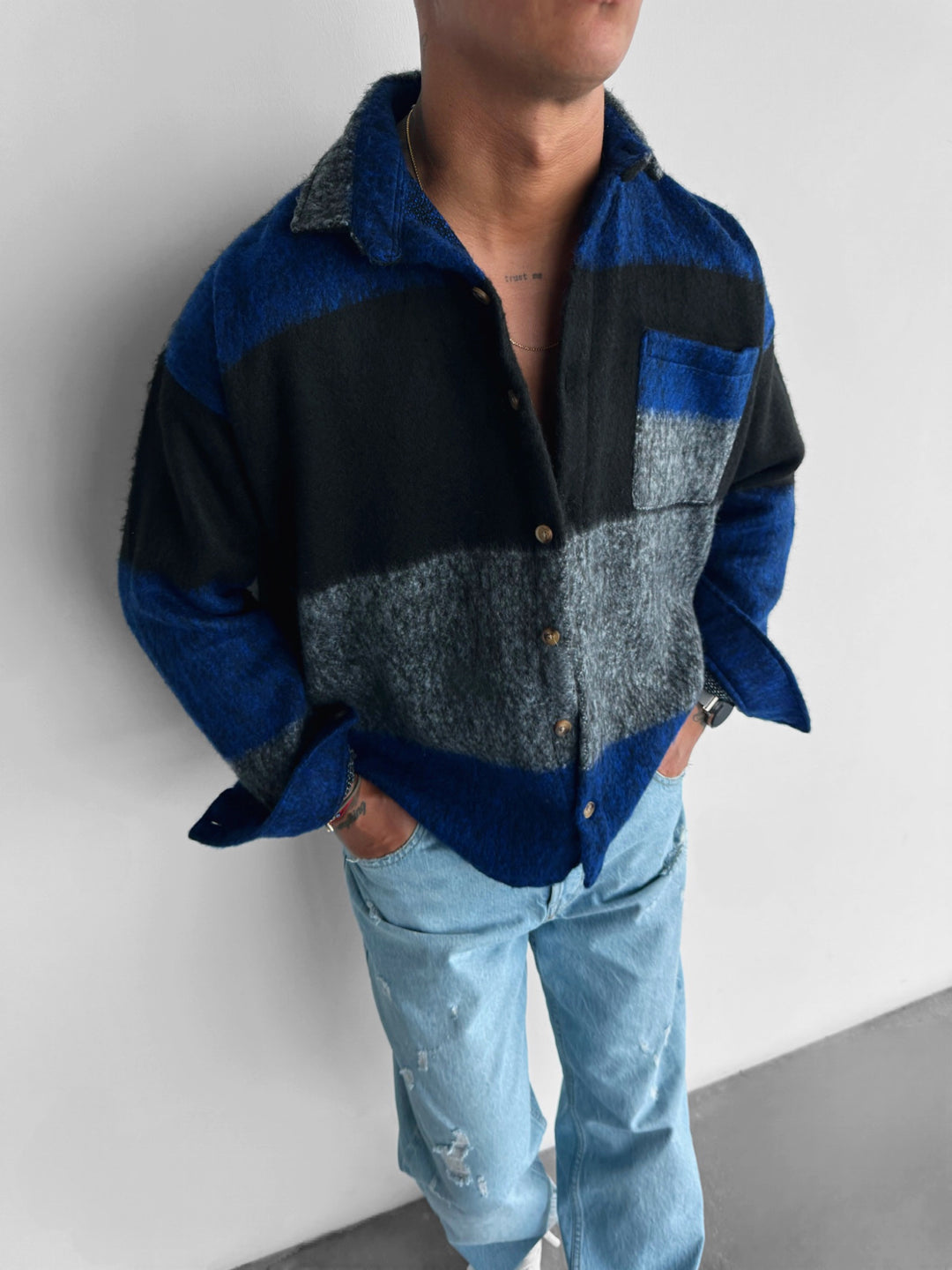 Oversize Autumn Shirt - Blue