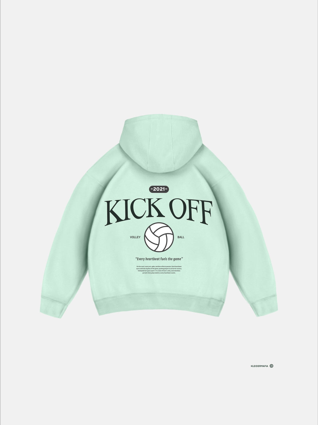 Oversize "KICK OFF" Hoodie - Misty Jade