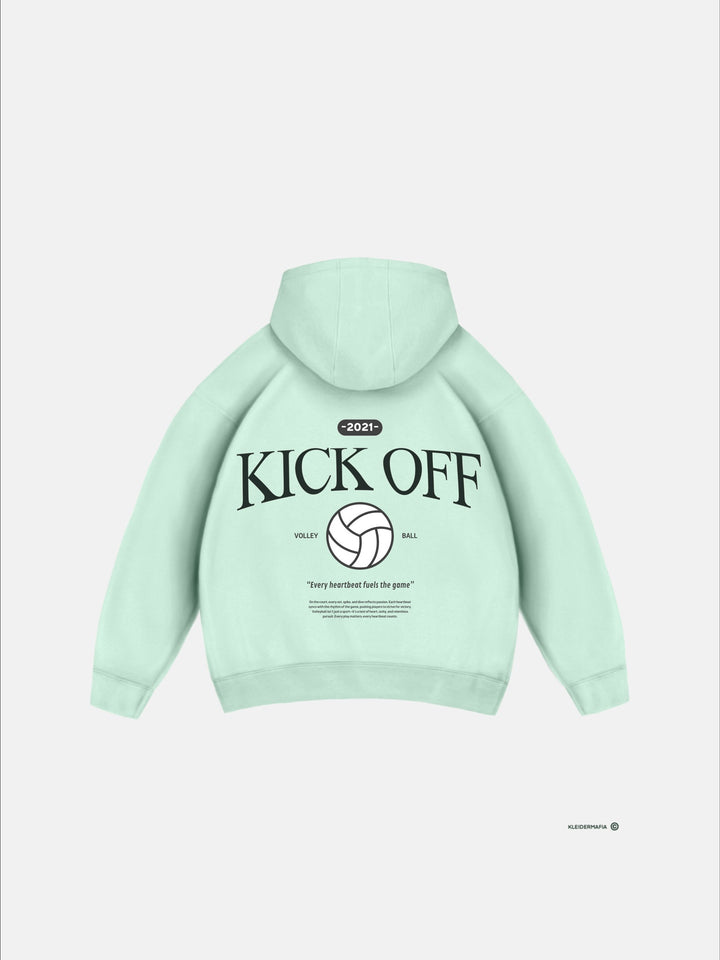 Oversize "KICK OFF" Hoodie - Misty Jade