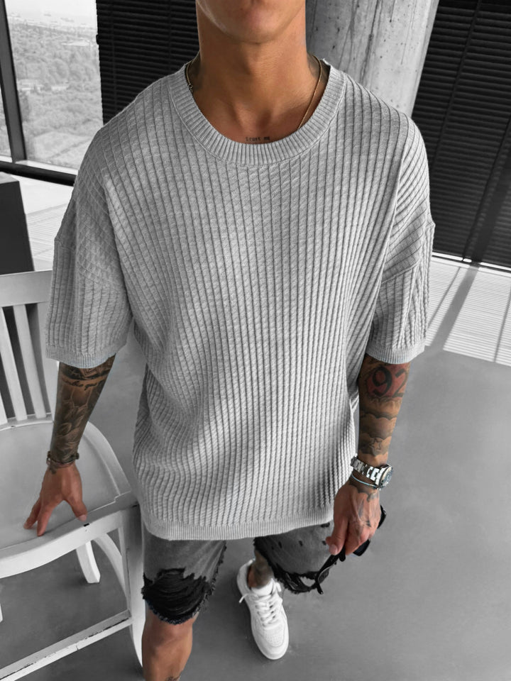 Oversize Waffle T-Shirt - Light Grey