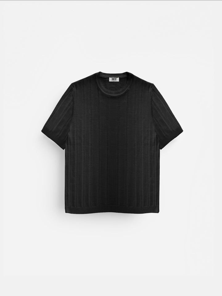 Regular Fit Knit Lines T-shirt - Black
