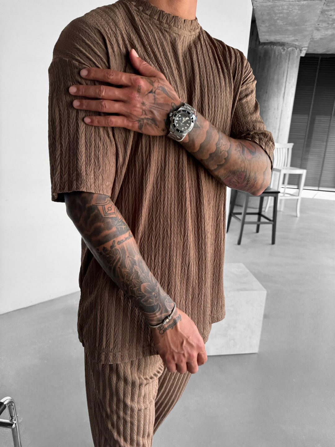 Oversize Structured T-Shirt - Cappuccino