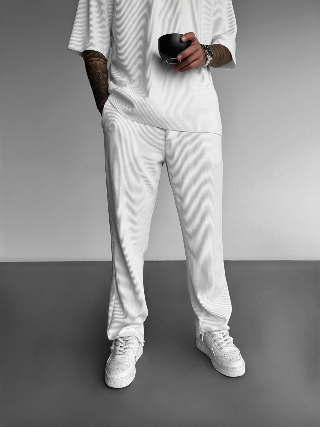 Loose Fit Cord Pant - White