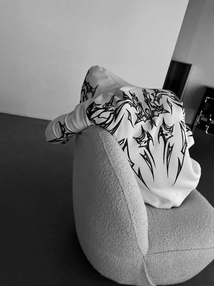 Oversize Mafia Tribal Hoodie - White