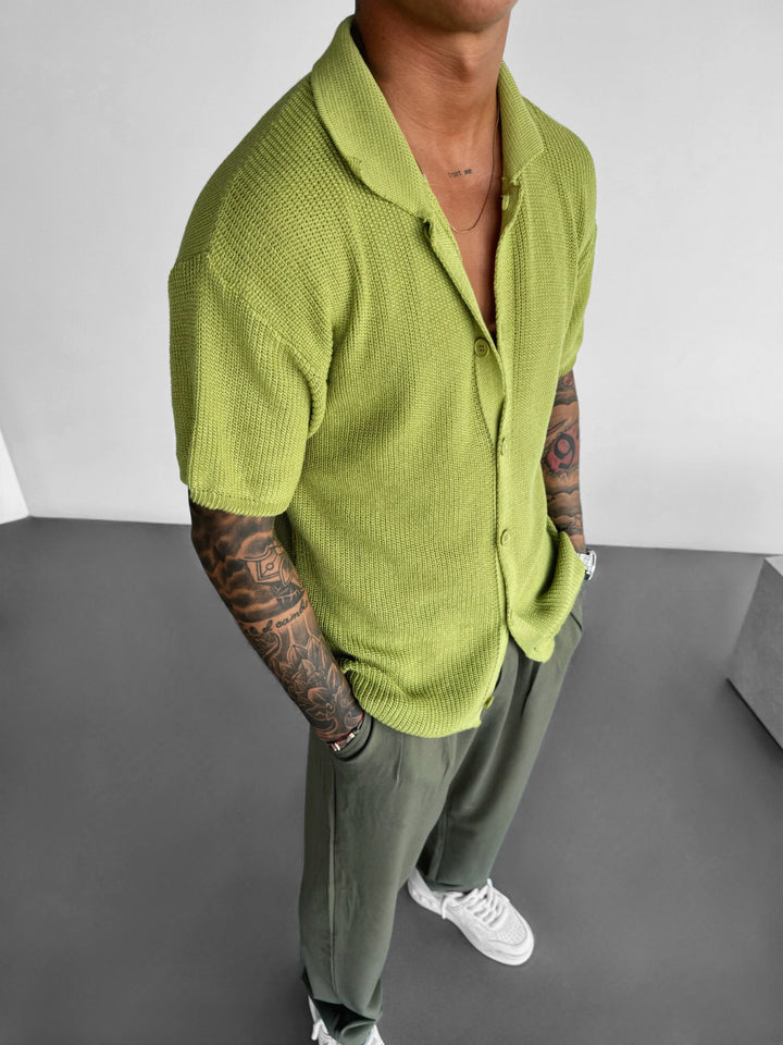 Oversize Long Knit Shirt - Shadow Lime