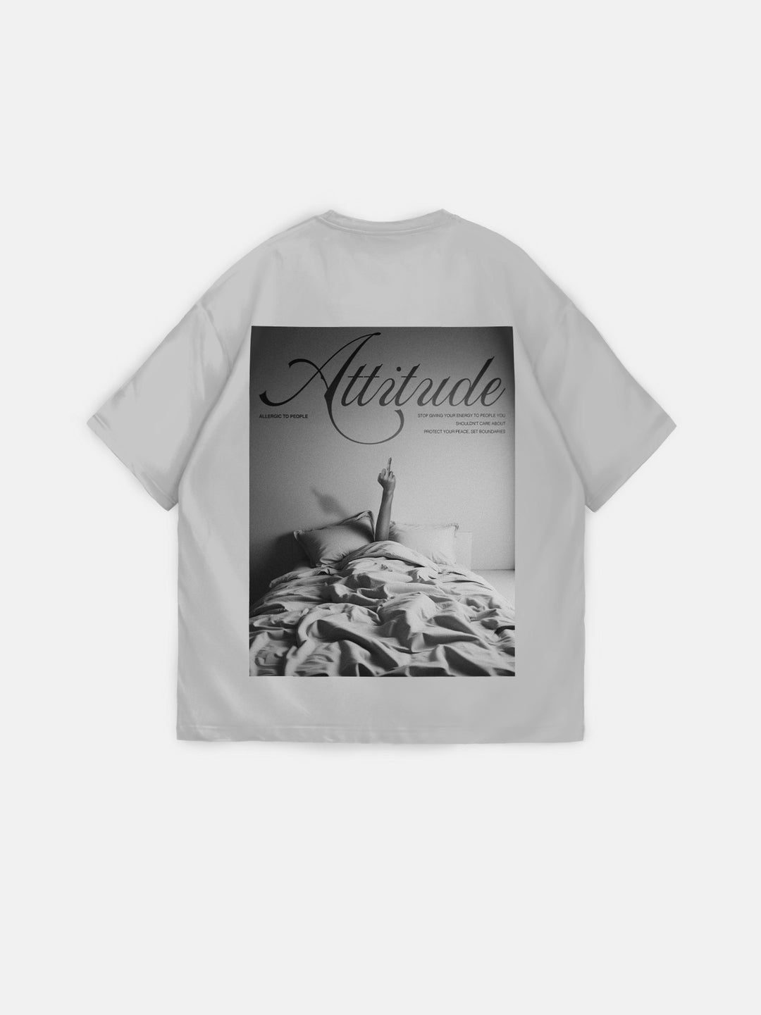 Oversize 'Attitude' T-Shirt - Grey