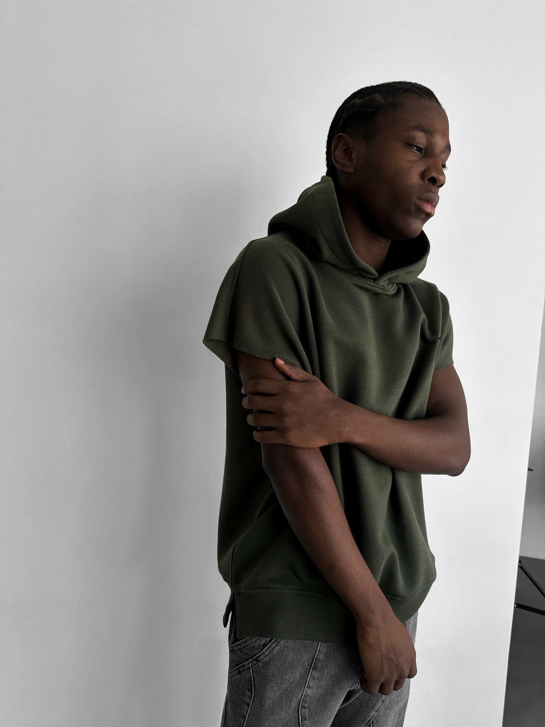 Loose Fit Sleeveless Hoodie - Calliste Green