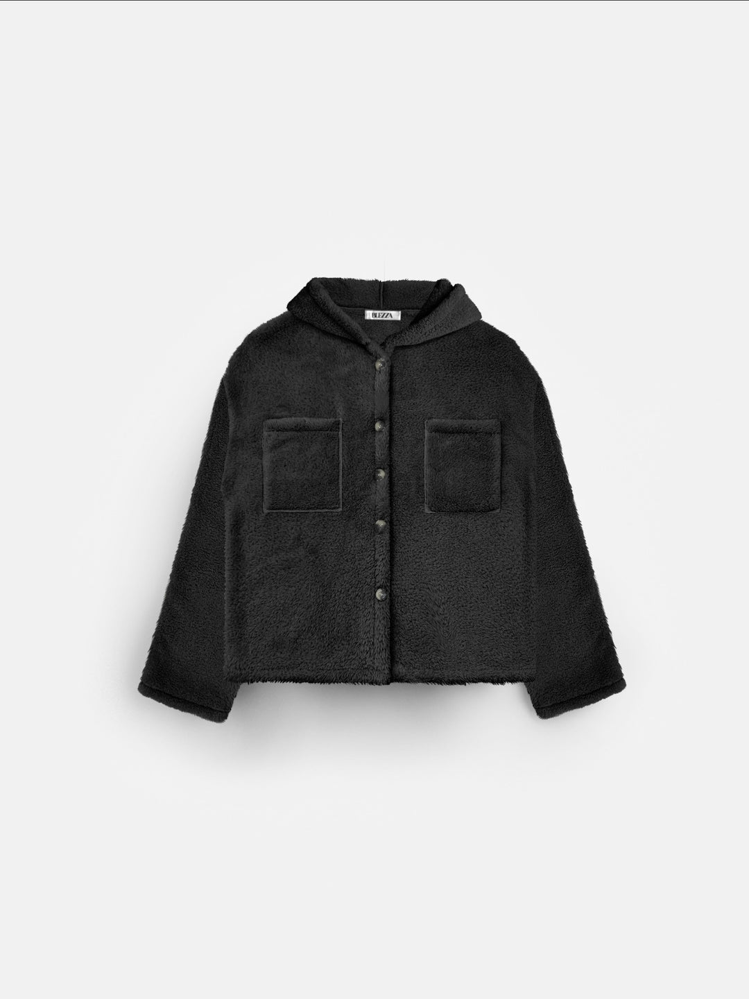 Oversize Plush Hood Shirt - Black