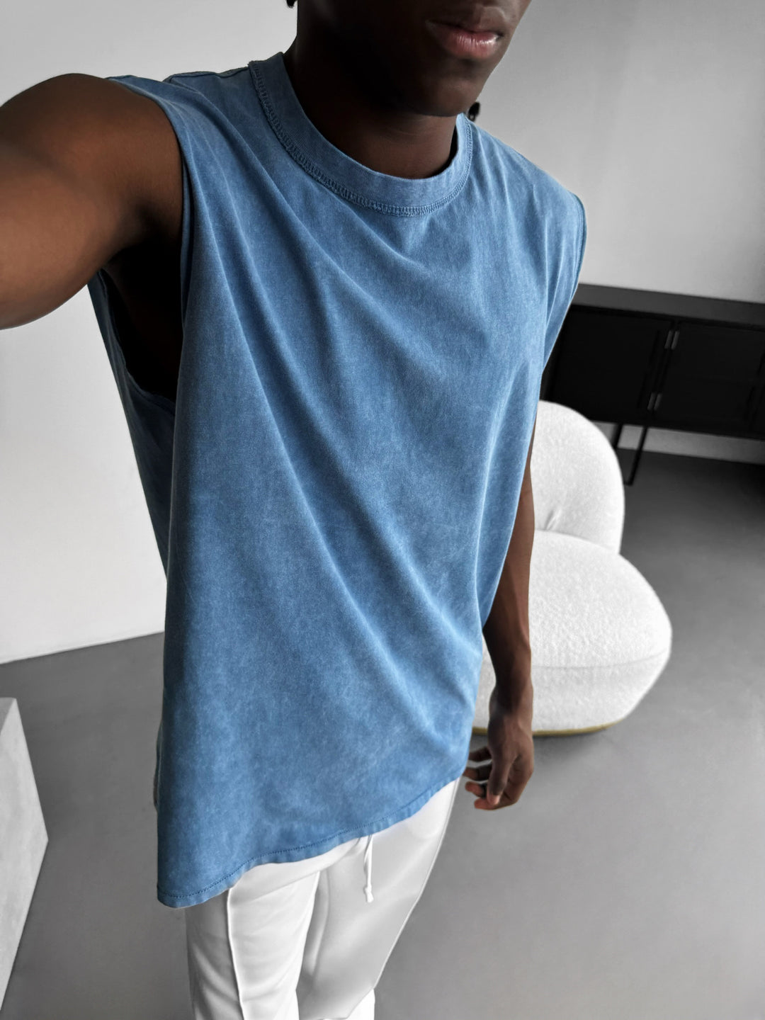 Oversize Washed TankTop - Blue