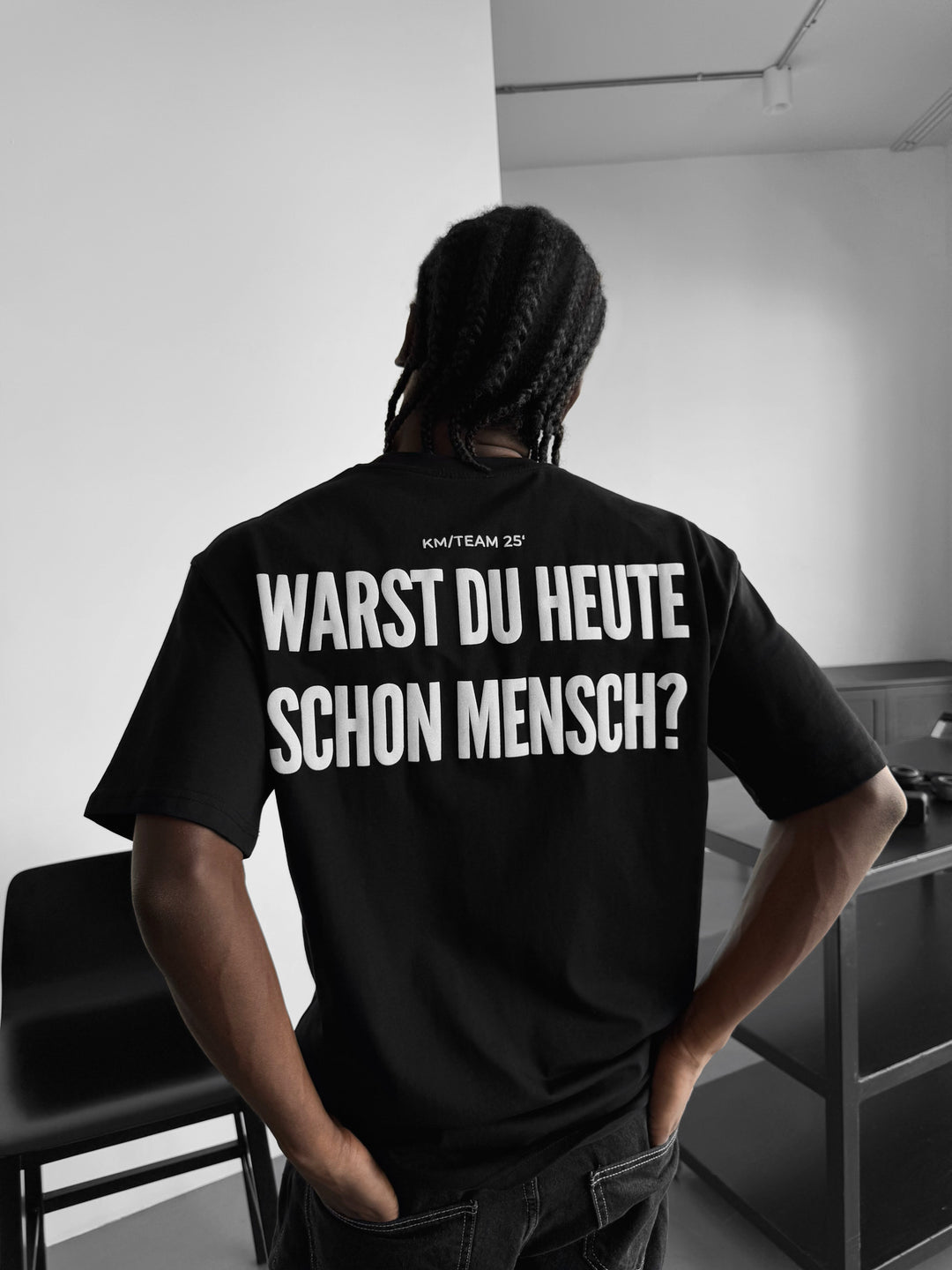 Oversize 'Mensch' T-Shirt - Black