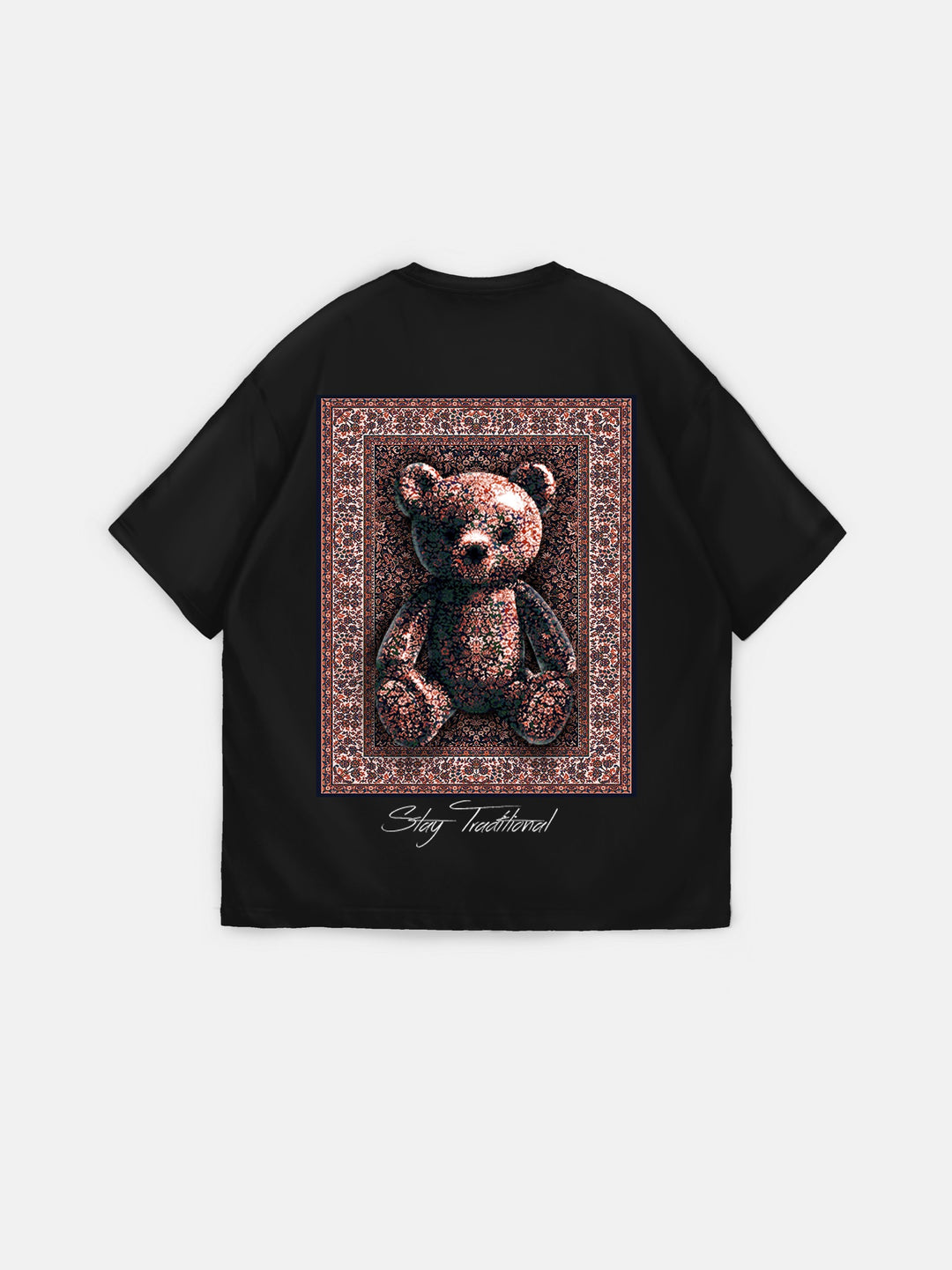 Oversize 'Stay Traditional' T-Shirt - Black and Red