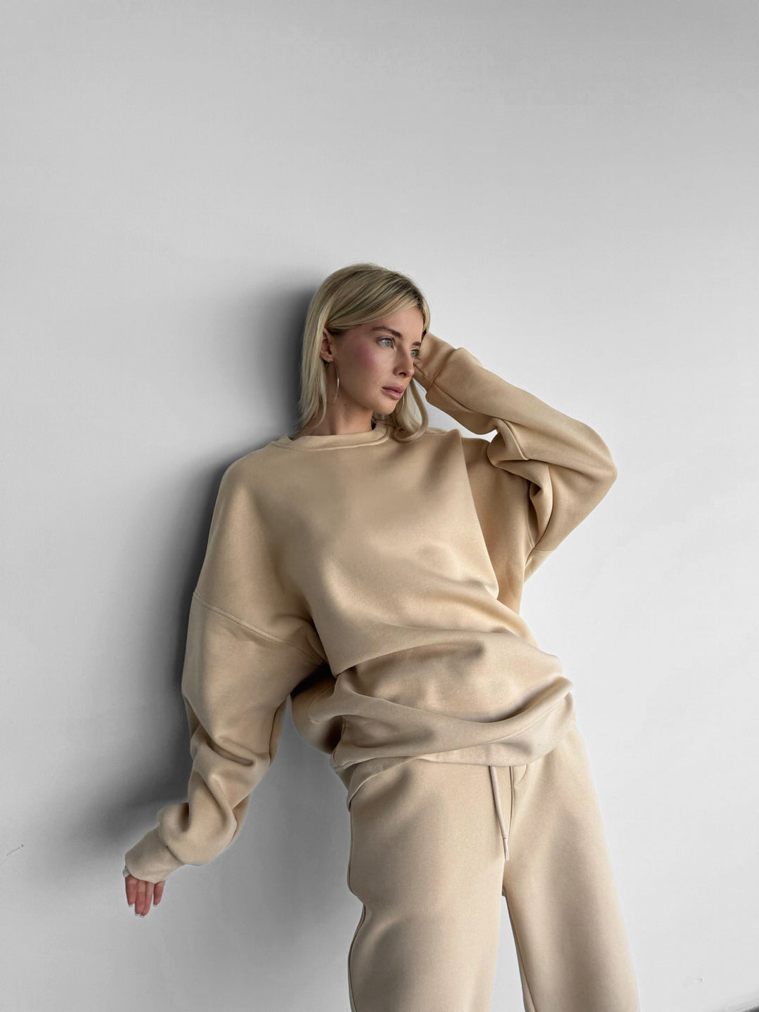Oversize Basic Sweatshirt - Beige