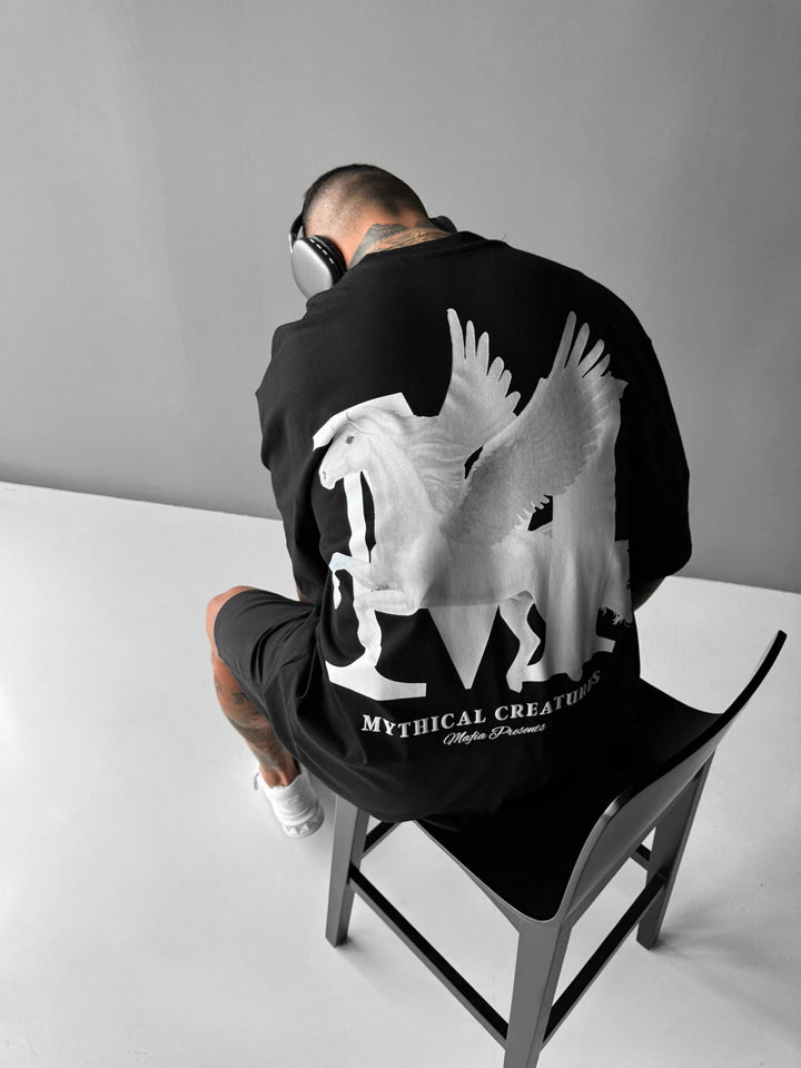 Oversize Mythical Creatures T-shirt - Black