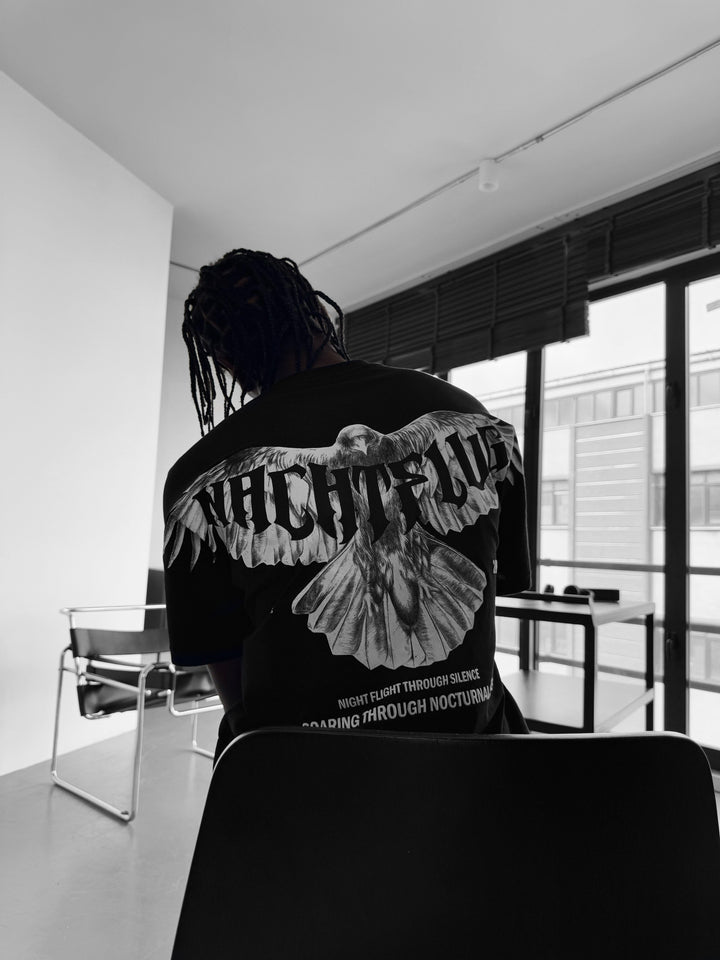 Oversize "Nachtflug" T-Shirt - Black