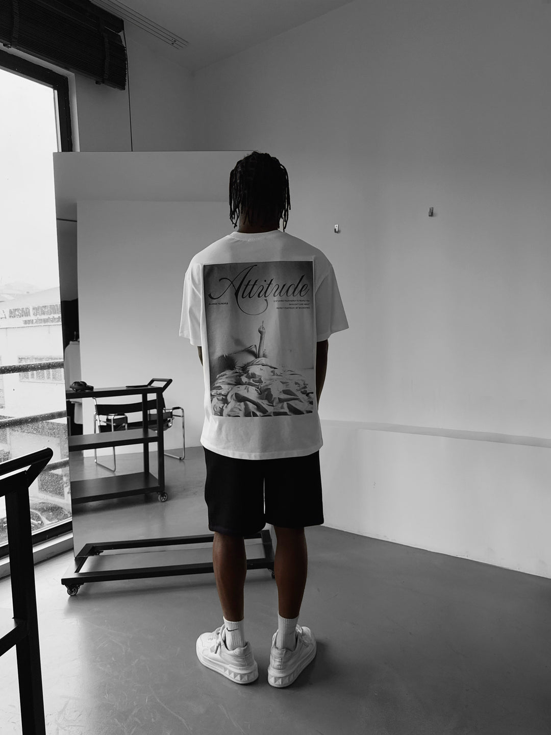 Oversize 'Attitude' T-Shirt - Ecru