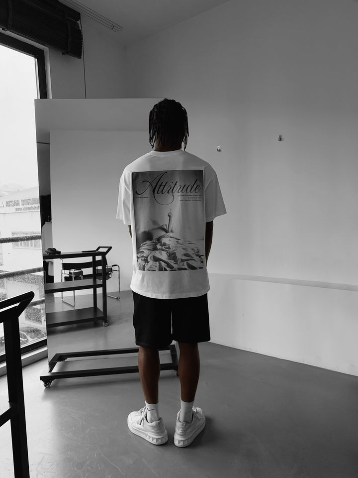 Oversize 'Attitude' T-Shirt - Ecru