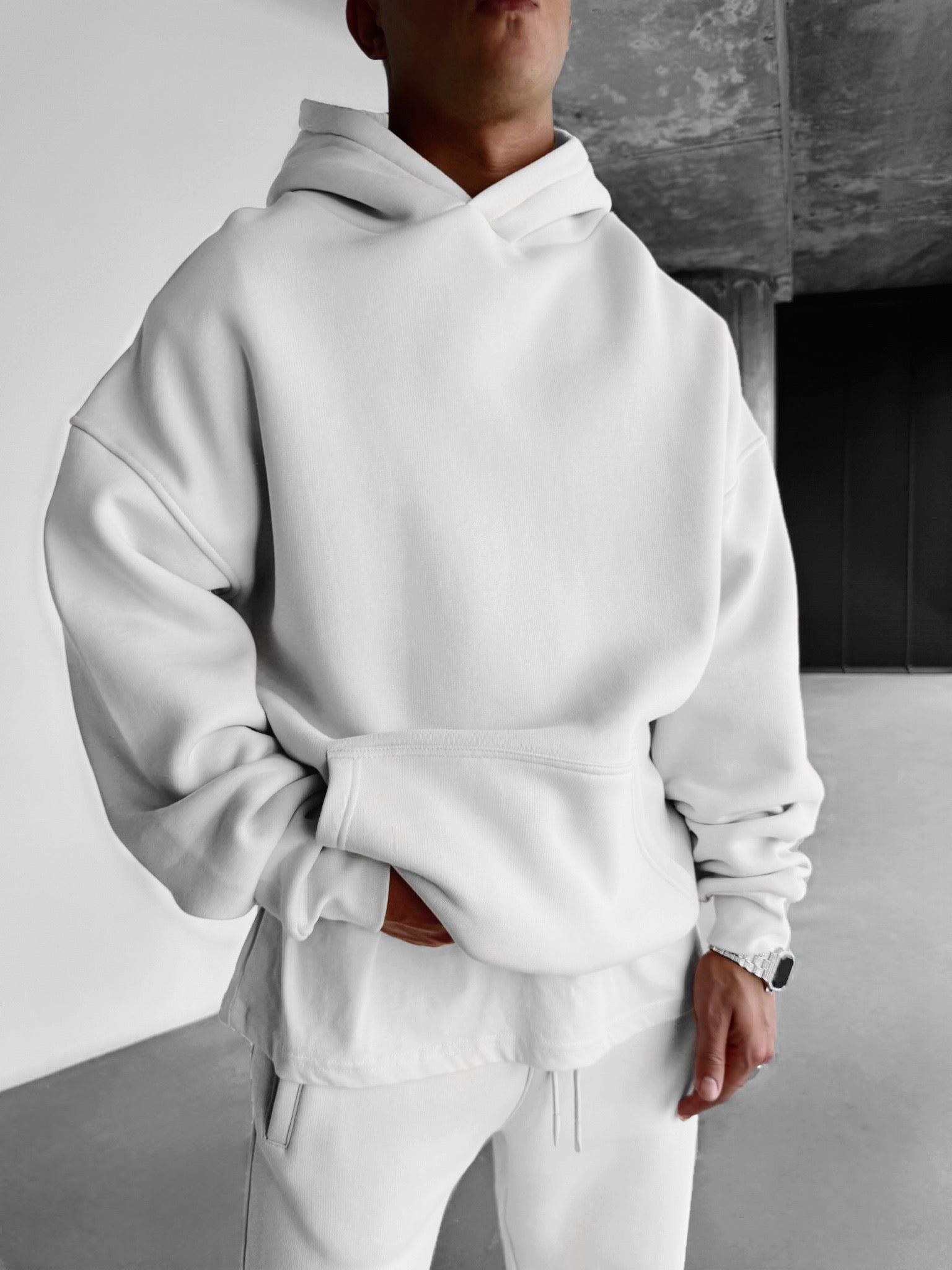 Kleidermafia Oversize Hoodie - Bequemer Basic Pullover In White