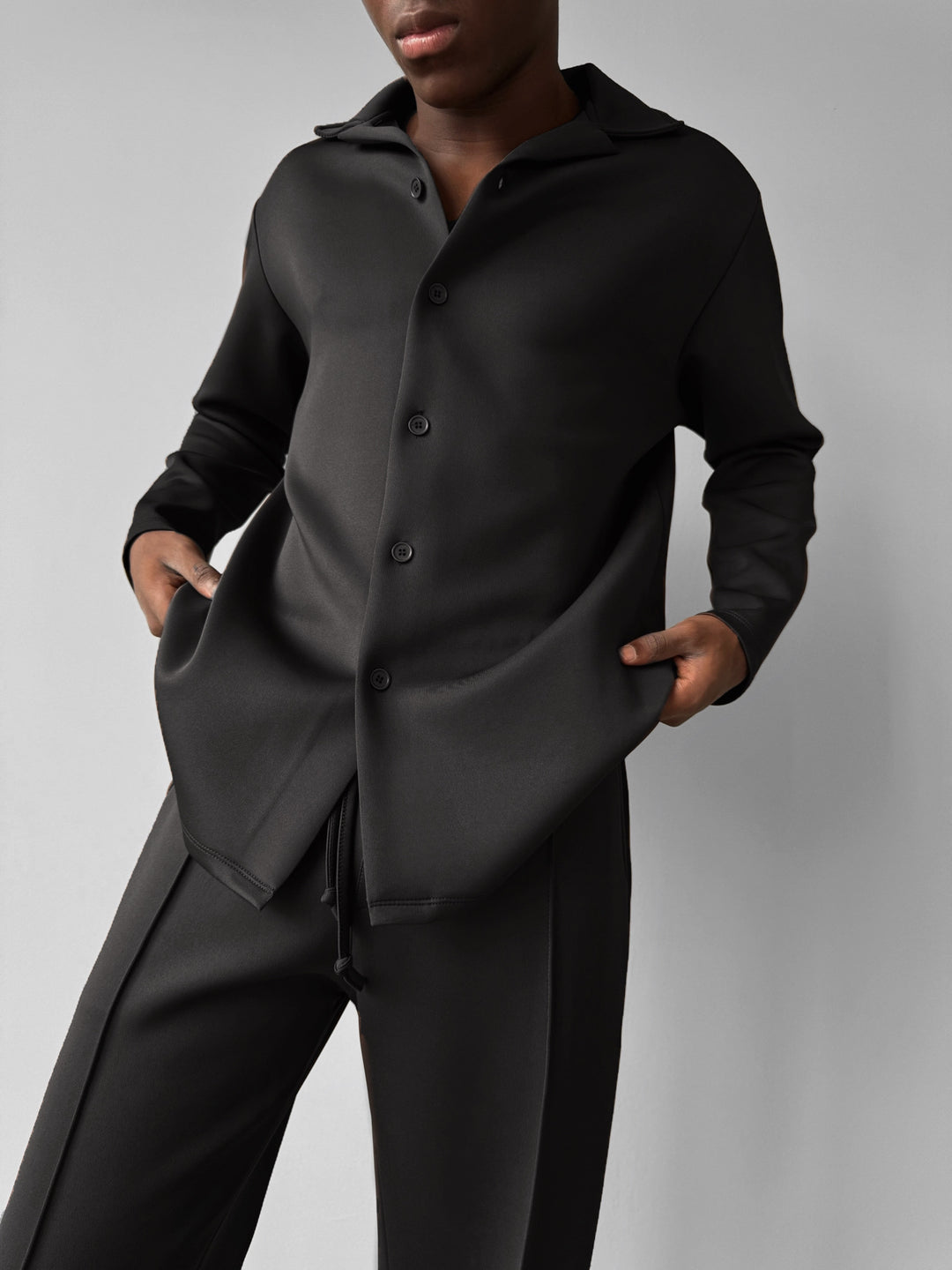 Oversize Diver Long Sleeve Shirt - Black