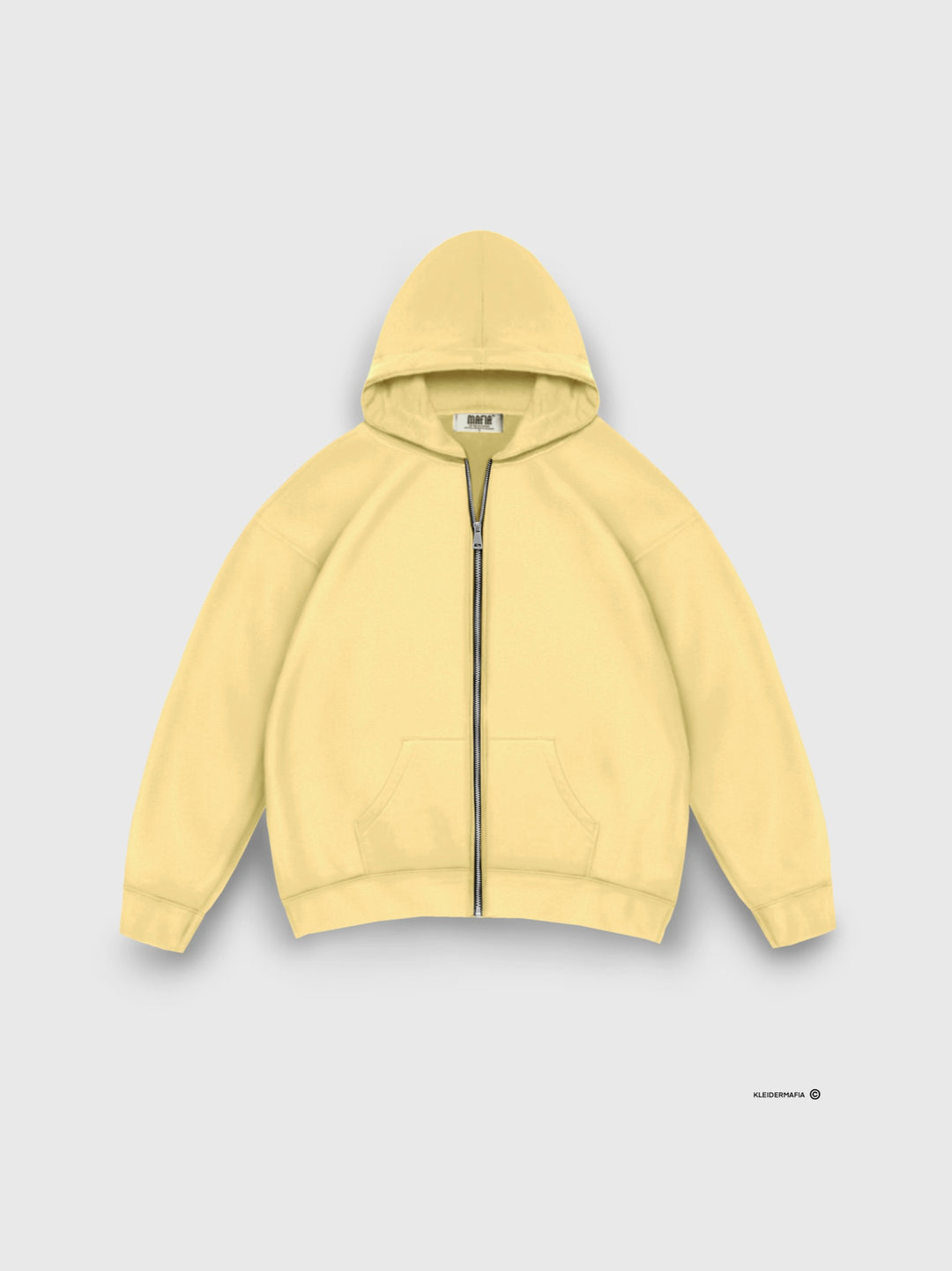 Oversize Basic Zipper Hoodie - Yellow