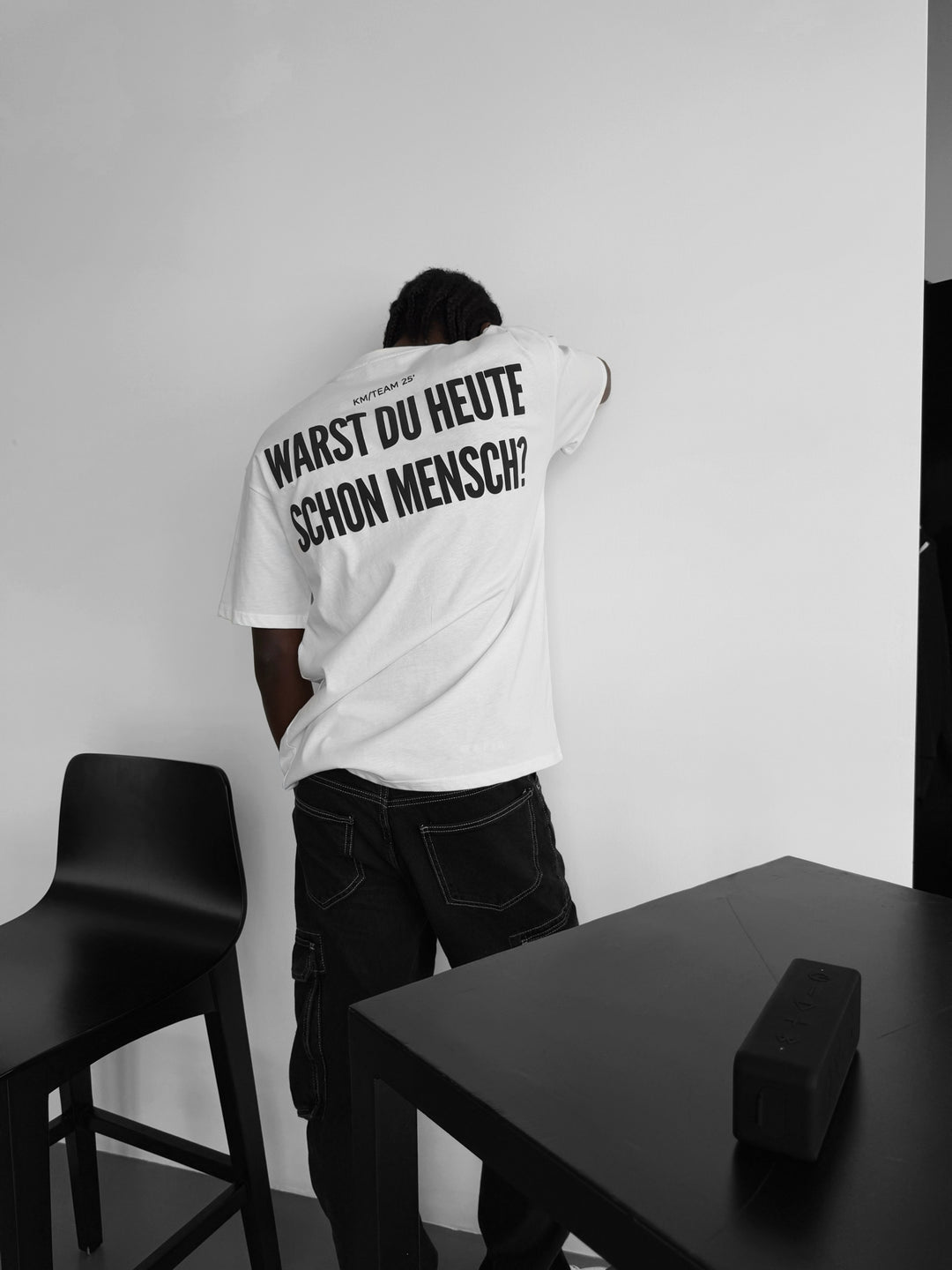 Oversize 'Mensch' T-Shirt - Ecru