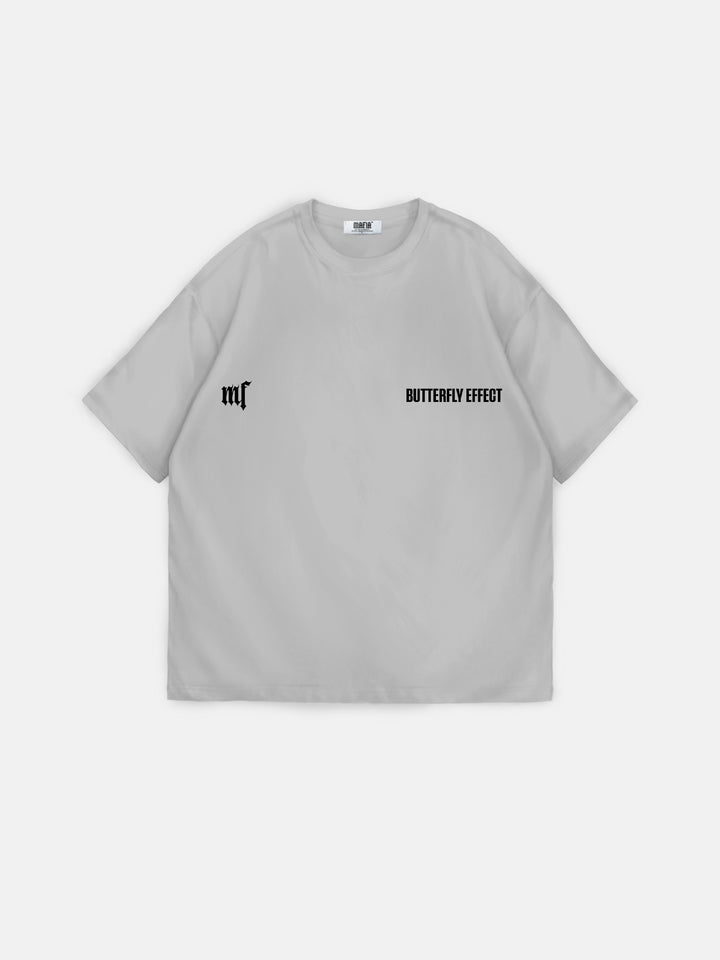 Oversize 'Butterfly Effect' T-Shirt - Grey