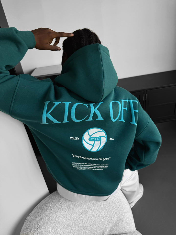 Oversize "KICK OFF" Hoodie - Sea Moss
