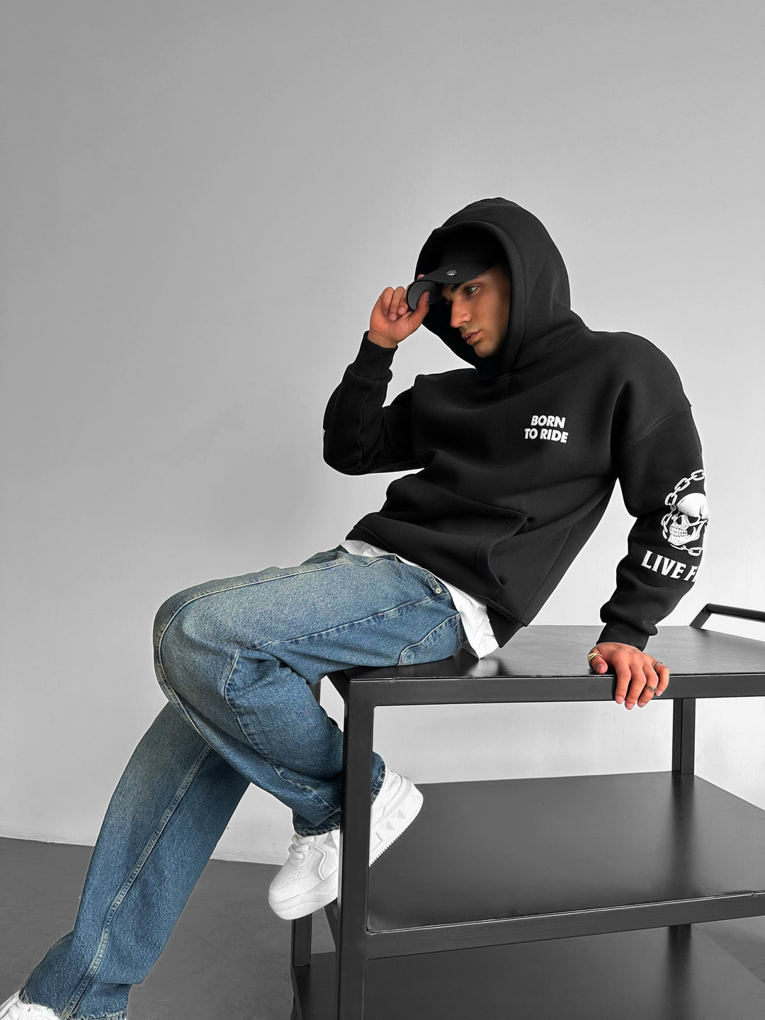 Oversize Ride to Survive Hoodie - Black