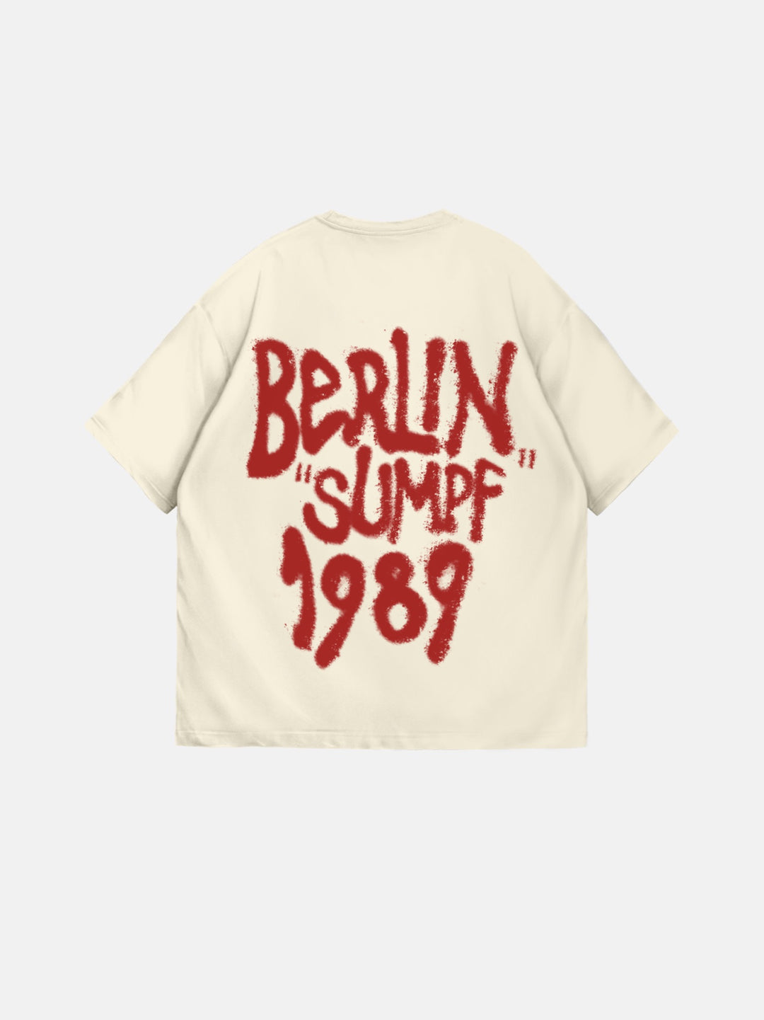Oversize 'Berlin Sumpf' T-Shirt - Antique White and Red