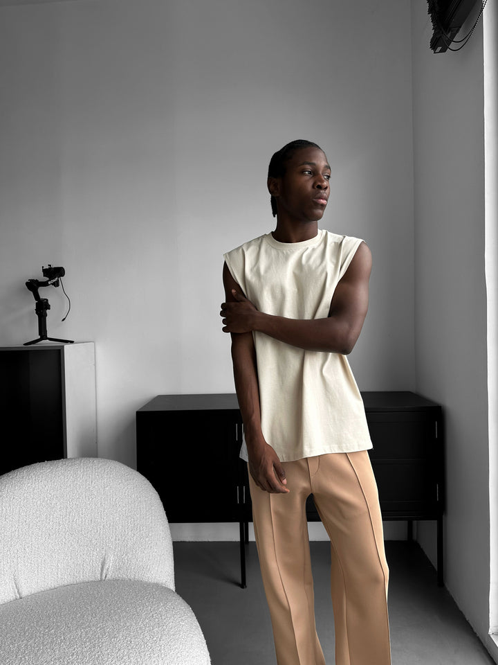 Oversize Basic Tanktop - Light Beige