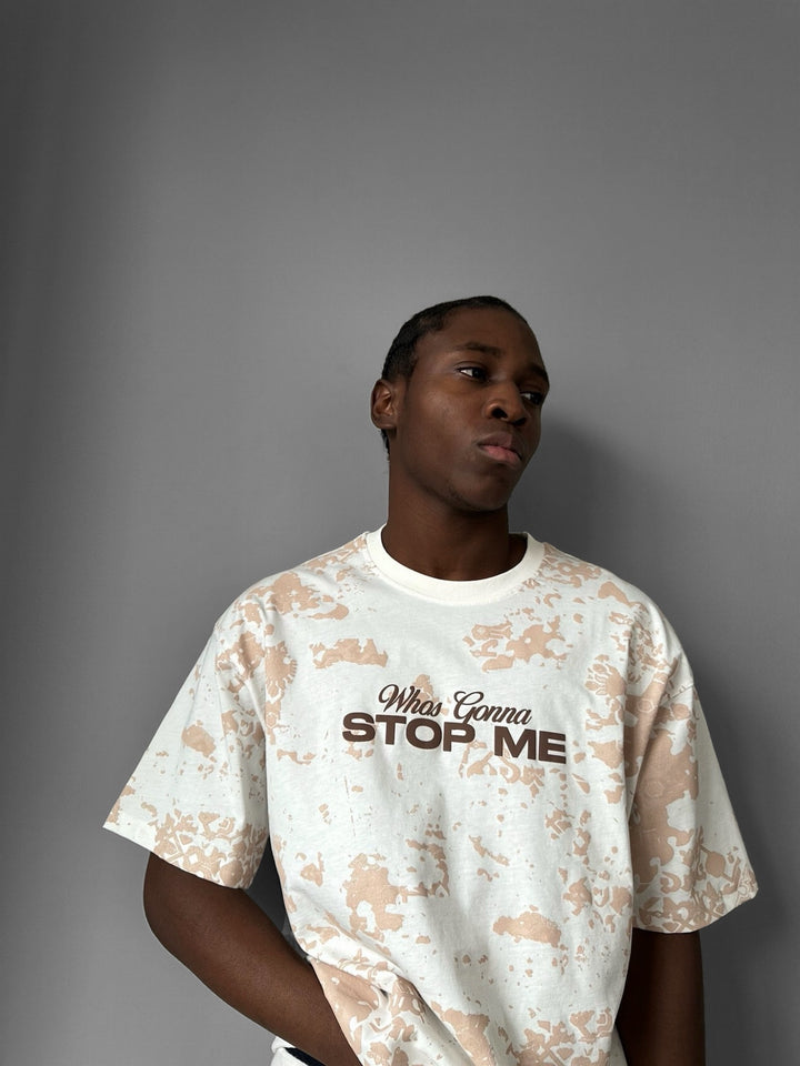 Oversize 'Stop Me' T-Shirt - Ecru