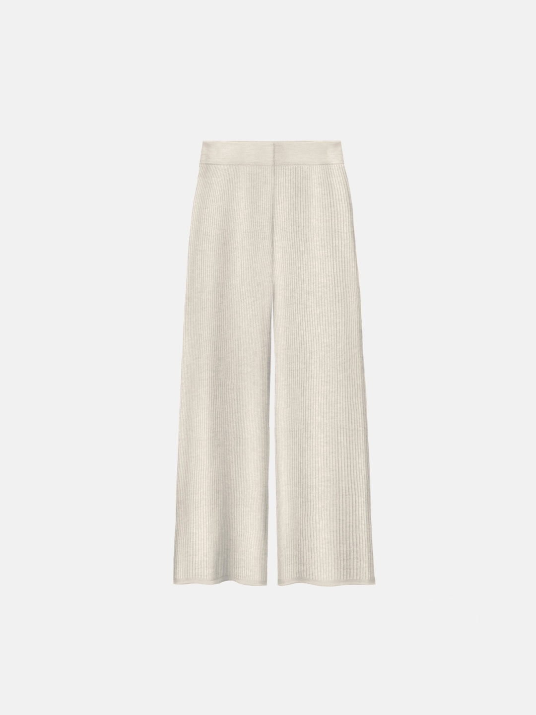 Wide Textured Knit Trousers - Creme
