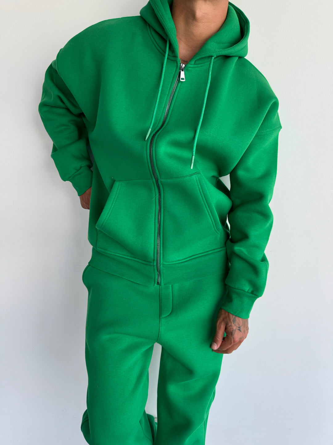 Oversize Basic Zipper Hoodie - Formal Garden