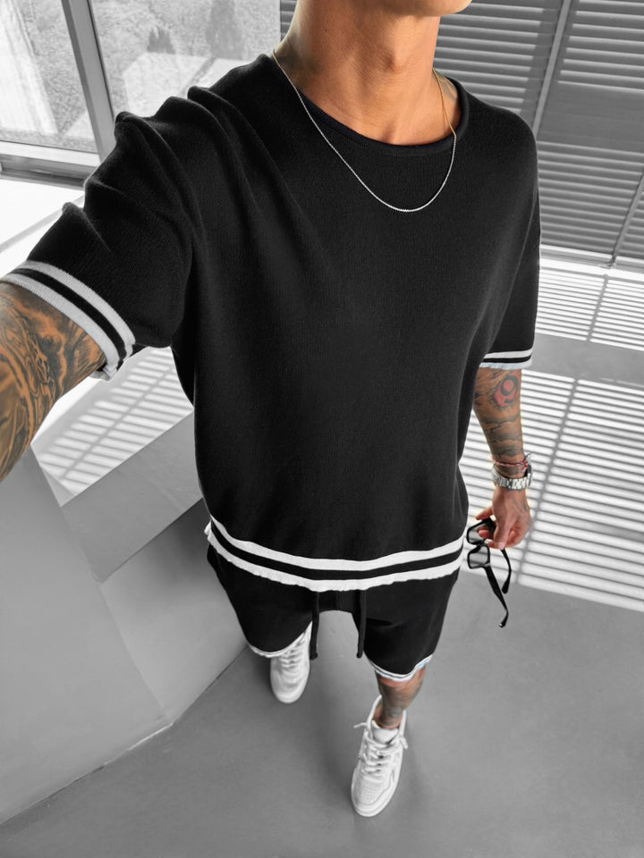 Regular Fit Knit T-shirt - Black