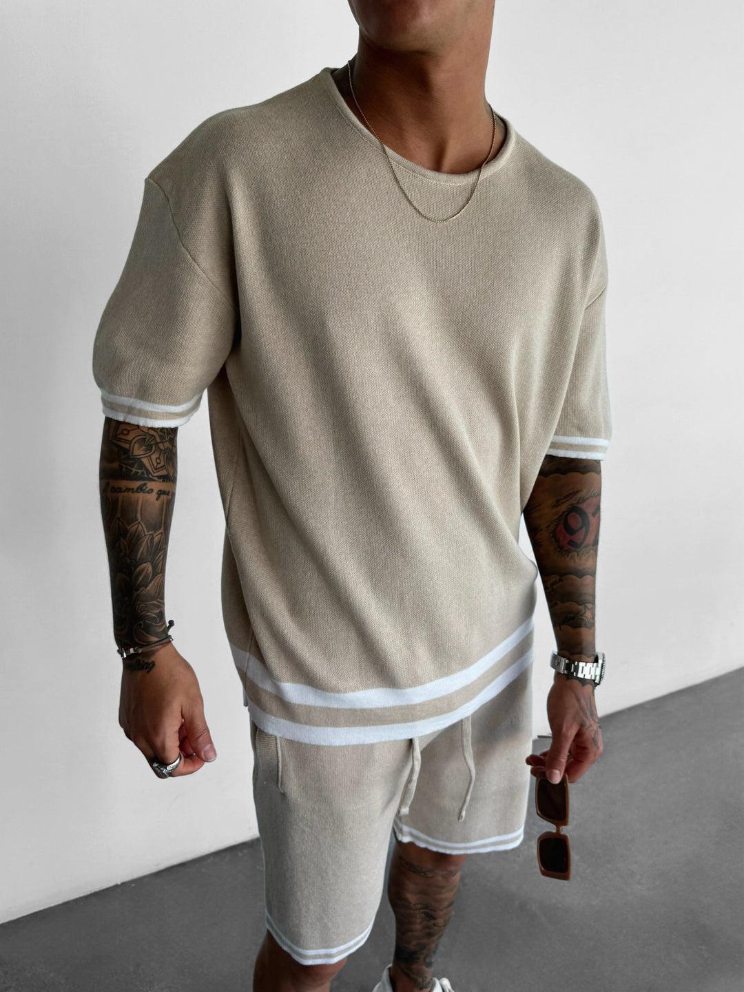 Regular Fit Knit T-shirt - Beige