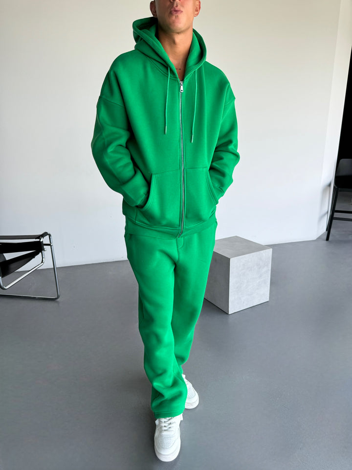 Oversize Basic Zipper Hoodie - Formal Garden