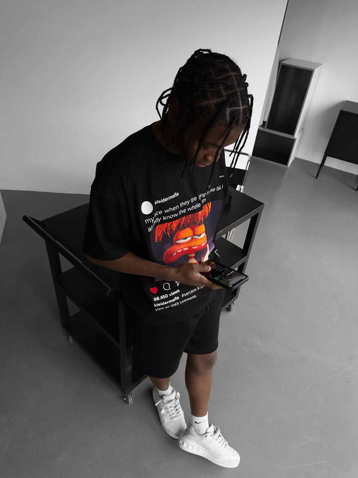 Oversize Sarcasm Post T-Shirt - Black