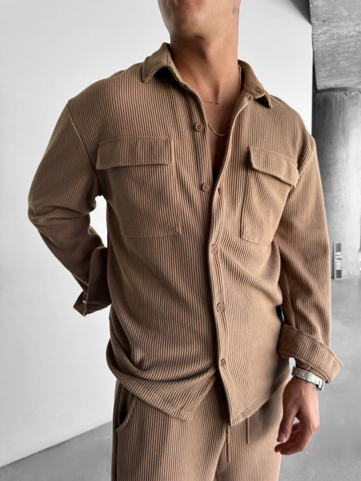 Oversize Pocket Cord Shirt - Camel