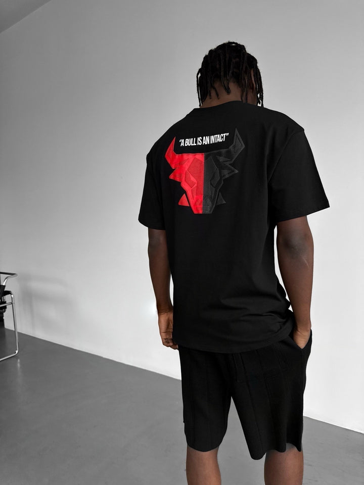 Oversize Half&Half Bull T-Shirt - Black