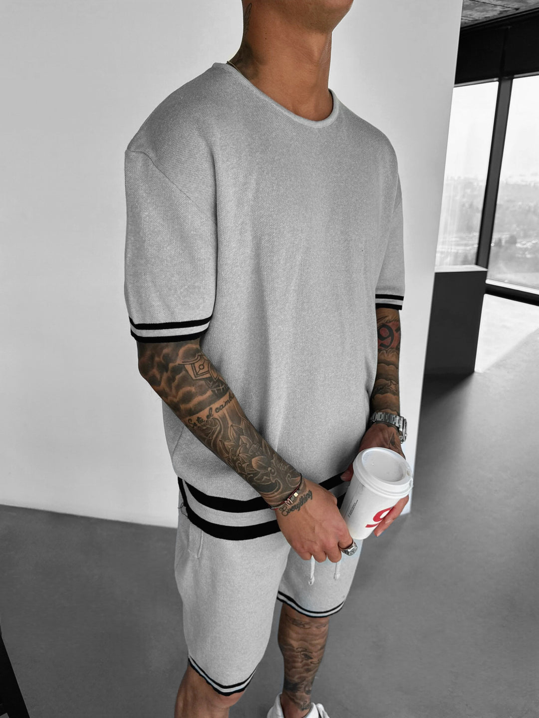 Regular Fit Knit T-shirt - Light Grey