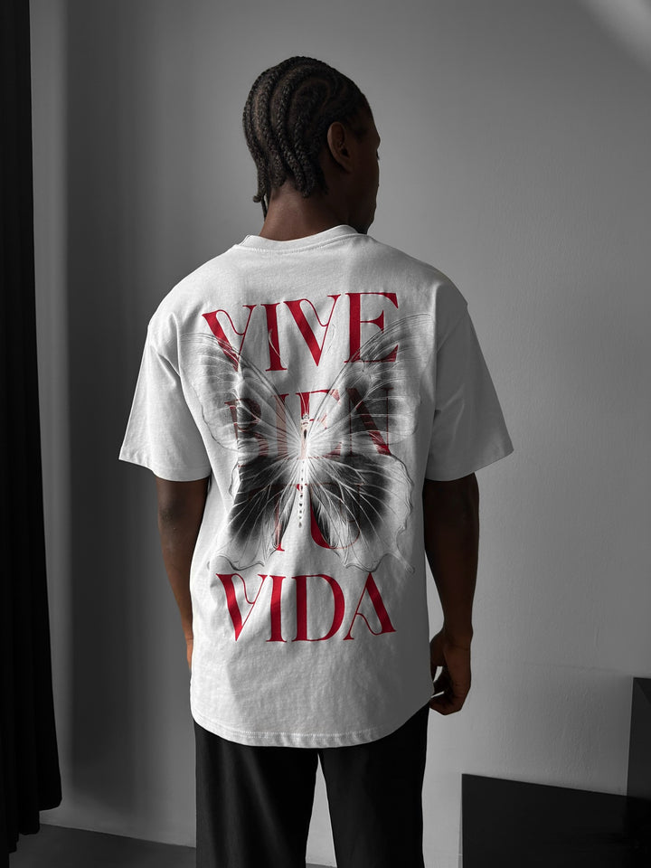 Oversize "Vive Bien Tu Vida" T-Shirt - Grey